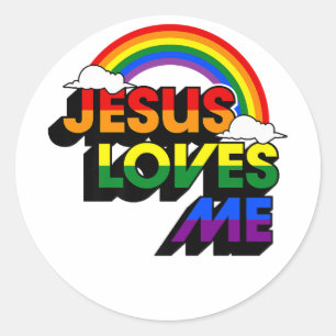 Jesus Liebe mir Gay Rainbow Gay Pride Flag und Que Runder Aufkleber