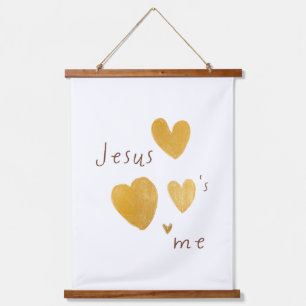 Jesus Liebe mir Holzteppiche Zeichen modern Wandteppich Mit Holzrahmen