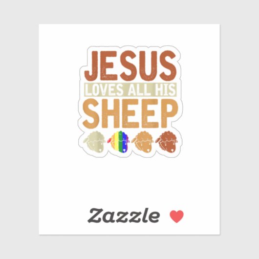 Jesus Liebe sein ganzes Schaf Christentum Rainbow Aufkleber (Blatt)