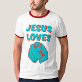 Jesus Liebe Sie glauben basierte Quote Mens Ringer T-Shirt (Vorderseite)