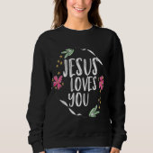Jesus Liebe Sie mit runder Blume Grafik Sweatshirt (Vorderseite)