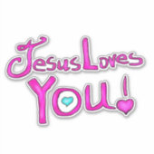 Jesus Liebe Sie rosa Aufkleber (Vorderseite)