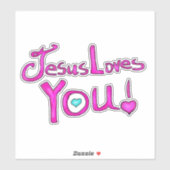 Jesus Liebe Sie rosa Aufkleber (Blatt)