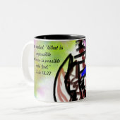Jesus-Liebe unmöglich Zweifarbige Tasse (Vorderseite Links)