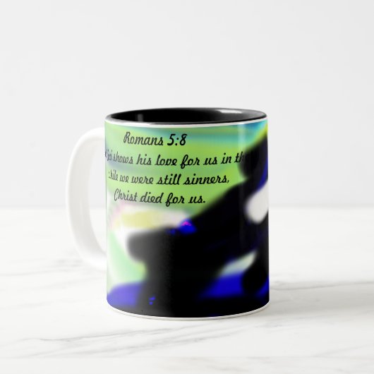Jesus Liebe uns Zweifarbige Tasse (Vorderseite Links)