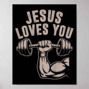 Jesus Liebe You Funny Christlich Workout Gym Barbe Poster