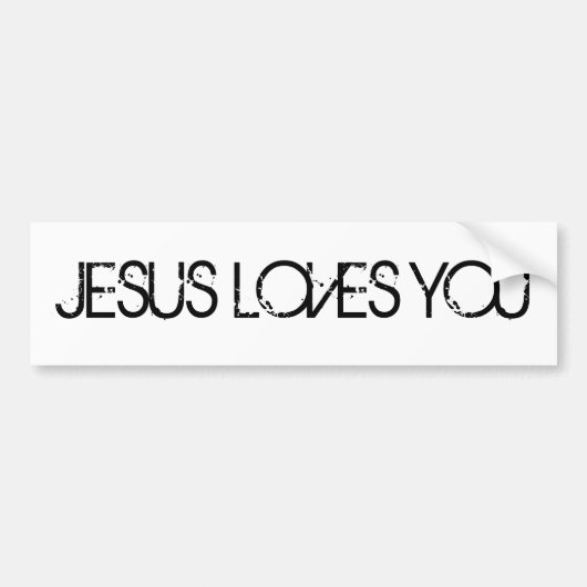 Jesus Liebe you Grunge Schriftart White Autoaufkleber (Vorne)