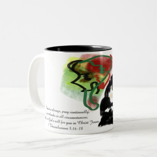 Jesus-Liebe Zweifarbige Tasse (Vorderseite Links)