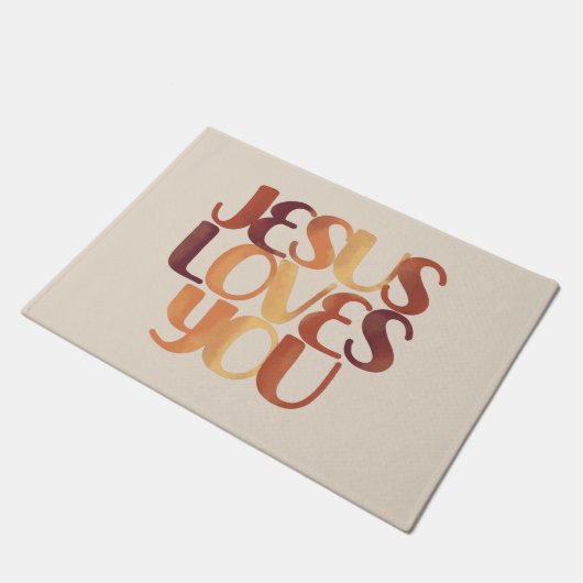 Jesus-Lieben Christliche Typografie-Gestaltung Fußmatte (Schrägansicht)