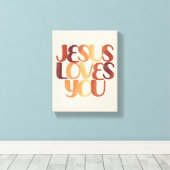 Jesus-Lieben Christliche Typografie-Gestaltung Leinwanddruck (Insitu (Holzboden))
