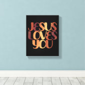 Jesus-Lieben Christliche Typografie-Gestaltung Leinwanddruck (Insitu (Holzboden))