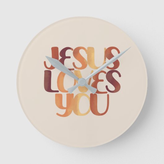 Jesus-Lieben Christliche Typografie-Gestaltung Runde Wanduhr (Vorderseite)