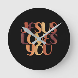 Jesus-Lieben Christliche Typografie-Gestaltung Runde Wanduhr