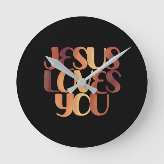 Jesus-Lieben Christliche Typografie-Gestaltung Runde Wanduhr (Vorderseite)
