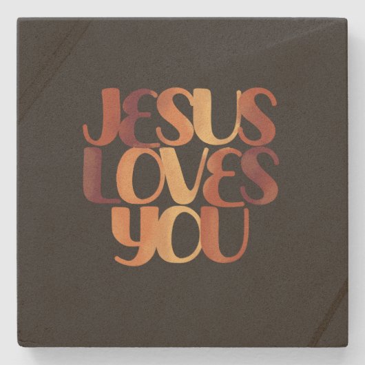 Jesus-Lieben Christliche Typografie-Gestaltung Steinuntersetzer (Vorderseite)