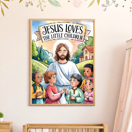 Jesus Lieben der Kleinen Kinderzimmer Mauer Kunst Poster