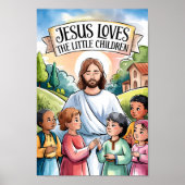 Jesus Lieben der Kleinen Kinderzimmer Mauer Kunst Poster (Vorne)