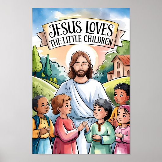 Jesus Lieben der Kleinen Kinderzimmer Mauer Kunst Poster (Vorne)