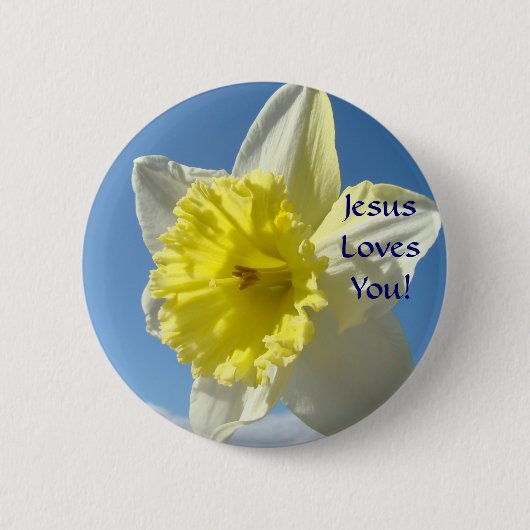 JESUS LIEBEN DICH! Button Spring Daffodien-Blume (Vorderseite)
