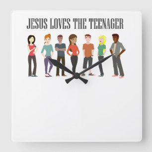 JESUS-LIEBEN DIE JUGENDLICH-UHR QUADRATISCHE WANDUHR