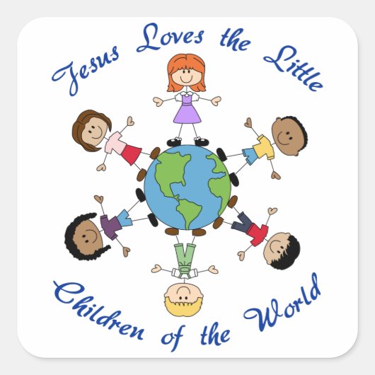 Jesus Lieben die Kinder Quadratischer Aufkleber (Vorderseite)
