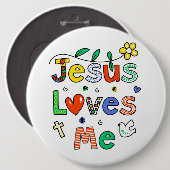 Jesus Lieben Ich Doodles I Colorus 6x6 Schaltfläch Button (Vorne & Hinten)