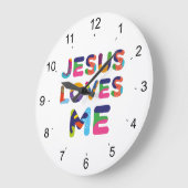 Jesus Lieben Ich farbenfrohe Dekorativkunst Große Wanduhr (Winkel)