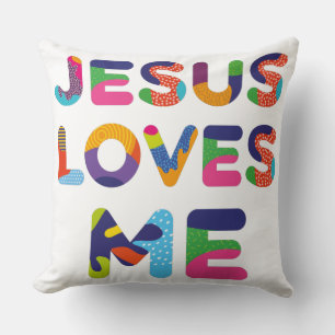 Jesus Lieben Ich farbige Textkunst Kissen