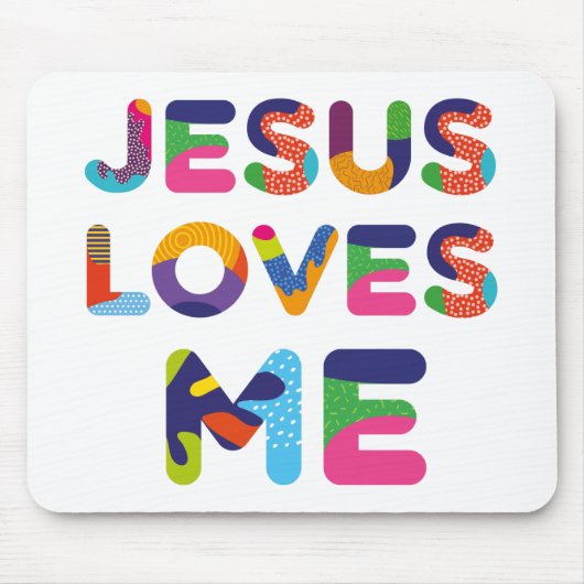Jesus Lieben Ich farbige Textkunst Mousepad (Vorne)