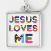 Jesus Lieben Ich farbige Textkunst Schlüsselanhänger (Vorne)