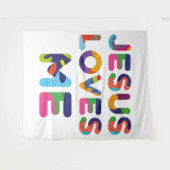 Jesus Lieben Ich farbige Textkunst Wandteppich (Vorderseite (Horizontal))