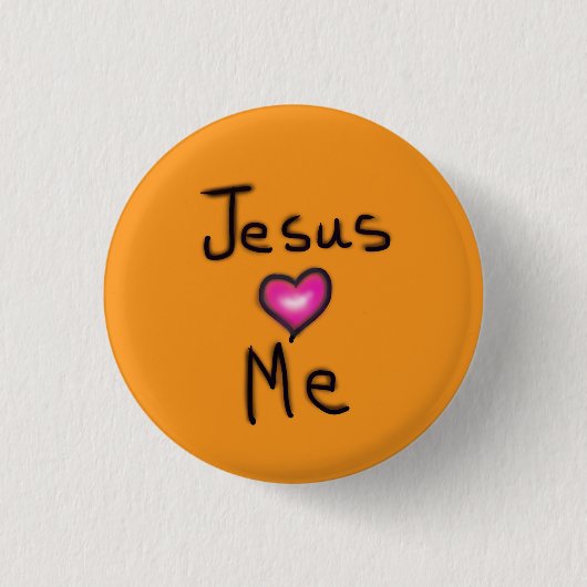 Jesus Lieben Ich rosa Herz Button (Vorderseite)