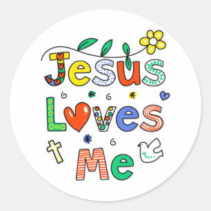 Jesus-Lieben ich Runder Aufkleber
