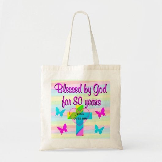 JESUS LIEBEN ME 80. GEBURTSTAG TOTE BAG TRAGETASCHE (Vorne)
