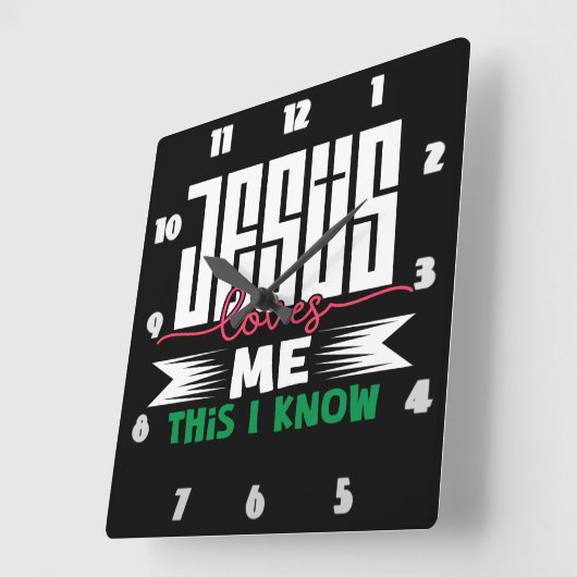 Jesus Lieben mir Das weiß ich Quadratische Wanduhr (Winkel)