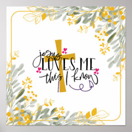 Jesus Lieben mir Dies ich kenne, Kreuz und Blume Poster