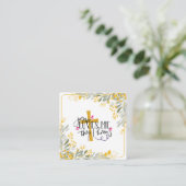 Jesus Lieben mir Dies ich kenne, Kreuz und Blume Quadratische Visitenkarte (Stehend Vorderseite)