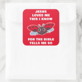 Jesus Lieben mir Dies ich kenne Ladybug Christlich Quadratischer Aufkleber (Tasche)