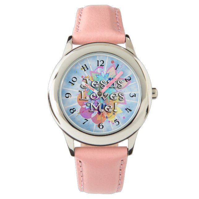 Jesus Lieben mir, Pastell Wasserfarbe Armbanduhr (Vorderseite)