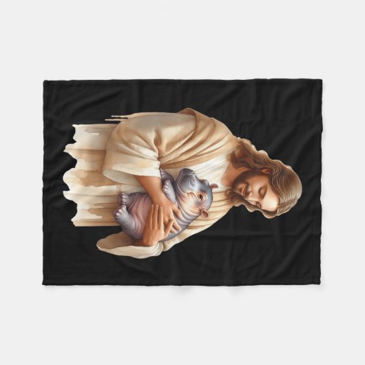 Jesus Lieben Moo Deng Bouncy Pig Niedlich Ba Fleecedecke (Vorderseite (Horizontal))