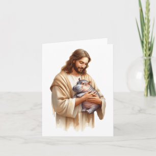 Jesus Lieben Moo Deng Bouncy Pig Niedlich Ba Karte
