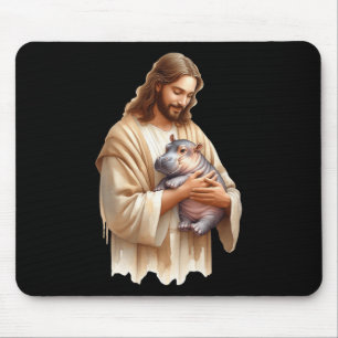 Jesus Lieben Moo Deng Bouncy Pig Niedlich Ba Mousepad