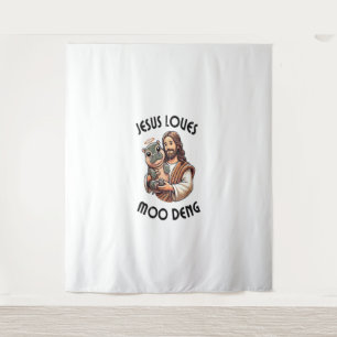 Jesus Lieben Moo Deng T - Shirt_3 Wandteppich