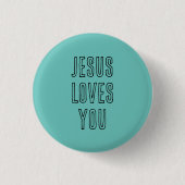 Jesus Lieben Sie anpassen Aqua & Black Modern Button (Vorderseite)