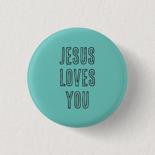 Jesus Lieben Sie anpassen Aqua & Black Modern Button (Vorderseite)