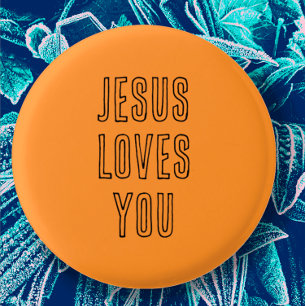 Jesus Lieben Sie anpassen Orange & Black Modern Button