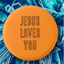 Jesus Lieben Sie anpassen Orange & Black Modern Button