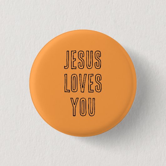 Jesus Lieben Sie anpassen Orange & Black Modern Button (Vorderseite)