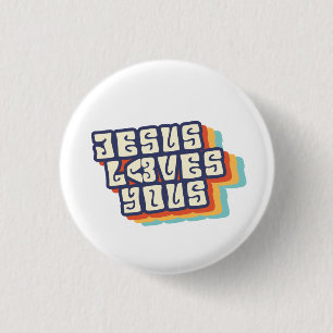 Jesus Lieben Sie Christlich Retro Button