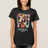 Jesus Lieben Sie Christliche Verse Retro Groovy T-Shirt (Vorderseite)